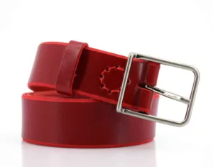 Ceinture rouge en cuir "Sheila" - Larg. 3,5 cm