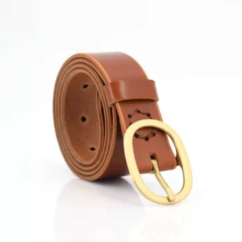 Ceinture fine marron clair en cuir "Geneviève"