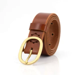 Ceinture fine marron clair en cuir "Geneviève"