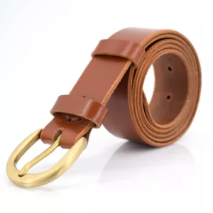 Ceinture marron clair en cuir "Ange" 3,5 cm - couleur Miel