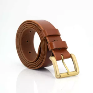 Ceinture en cuir marron clair à "Rouleau" 3,5 cm - couleur Miel