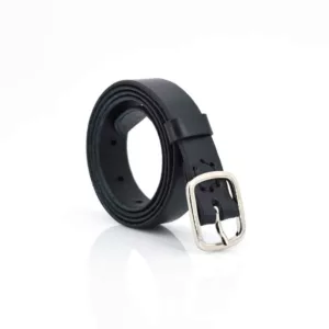 Ceinture fine pour femme, en cuir noir "Christine"- larg. 2,5 cm