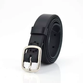 Ceinture fine pour femme, en cuir noir "Christine"- larg. 2,5 cm