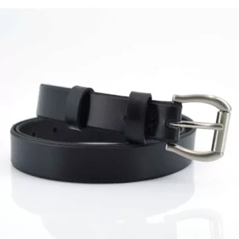 Ceinture fine pour femme, en cuir noir "Alba"- larg. 2,5 cm