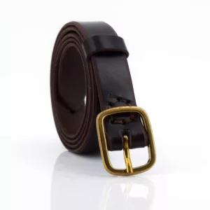Ceinture fine marron foncé en cuir "Clea"- larg. 2,5 cm