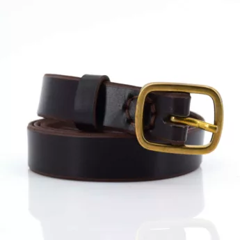 Ceinture fine marron foncé en cuir "Clea"- larg. 2,5 cm