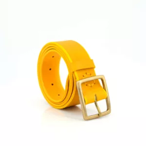 Ceinture jaune en cuir "Colin" - larg. 3,5 cm