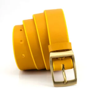 Ceinture jaune en cuir "Ophélie" - larg. 3,5 cm
