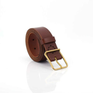 Ceinture marron fauve en cuir "Aris" - larg. 3,5 cm