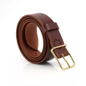 Ceinture marron fauve en cuir "Aris" - larg. 3,5 cm