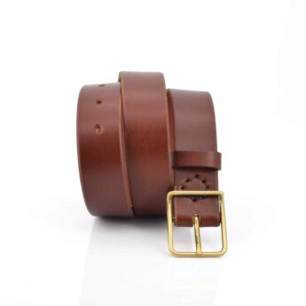 Ceinture marron fauve en cuir "Aris" - larg. 3,5 cm