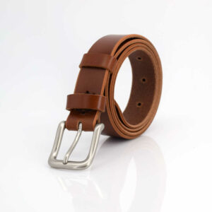Ceinture fine en cuir marron clair Miel "Léon" - Larg. 3 cm