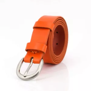 Ceinture en cuir orange "Eugénie" - larg. 3,5 cm