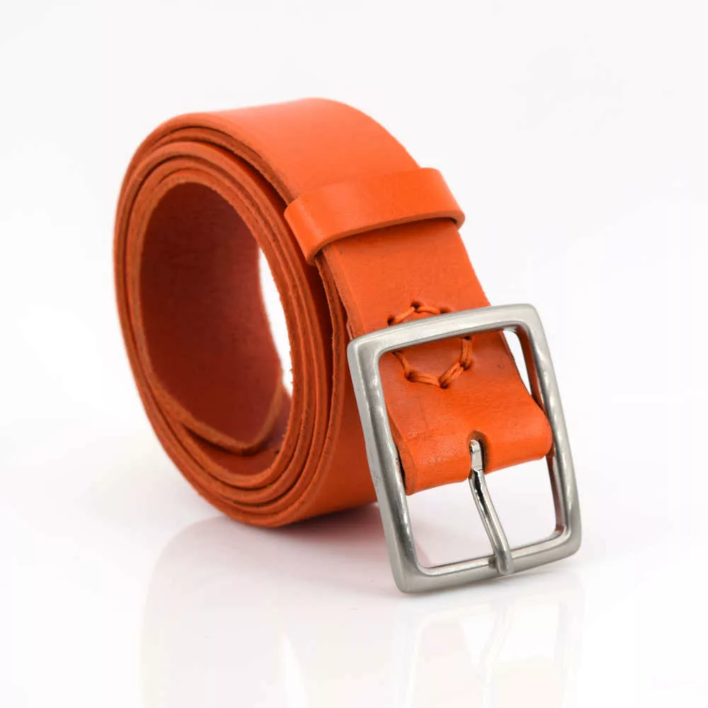 Ceinture en cuir orange "Johanna" - larg. 3,5 cm