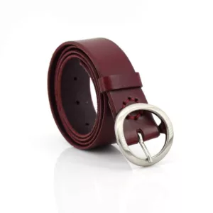Ceinture en cuir rouge Bordeaux "Franny" - larg. 3,5 cm