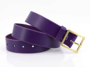 Ceinture en cuir violet "Aurèle" - larg. 3,5 cm