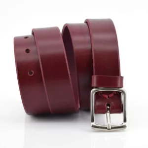 Ceinture en cuir rouge Bordeaux "Eloise" - Larg. 3 cm