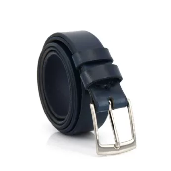 Ceinture fine en cuir bleu marine "Jacobin" - larg. 3 cm