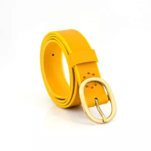Ceinture fine jaune en cuir "Abigaël" - larg. 3 cm