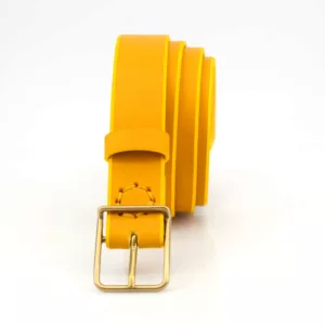 Ceinture jaune en cuir "Rosa" - larg. 3 cm