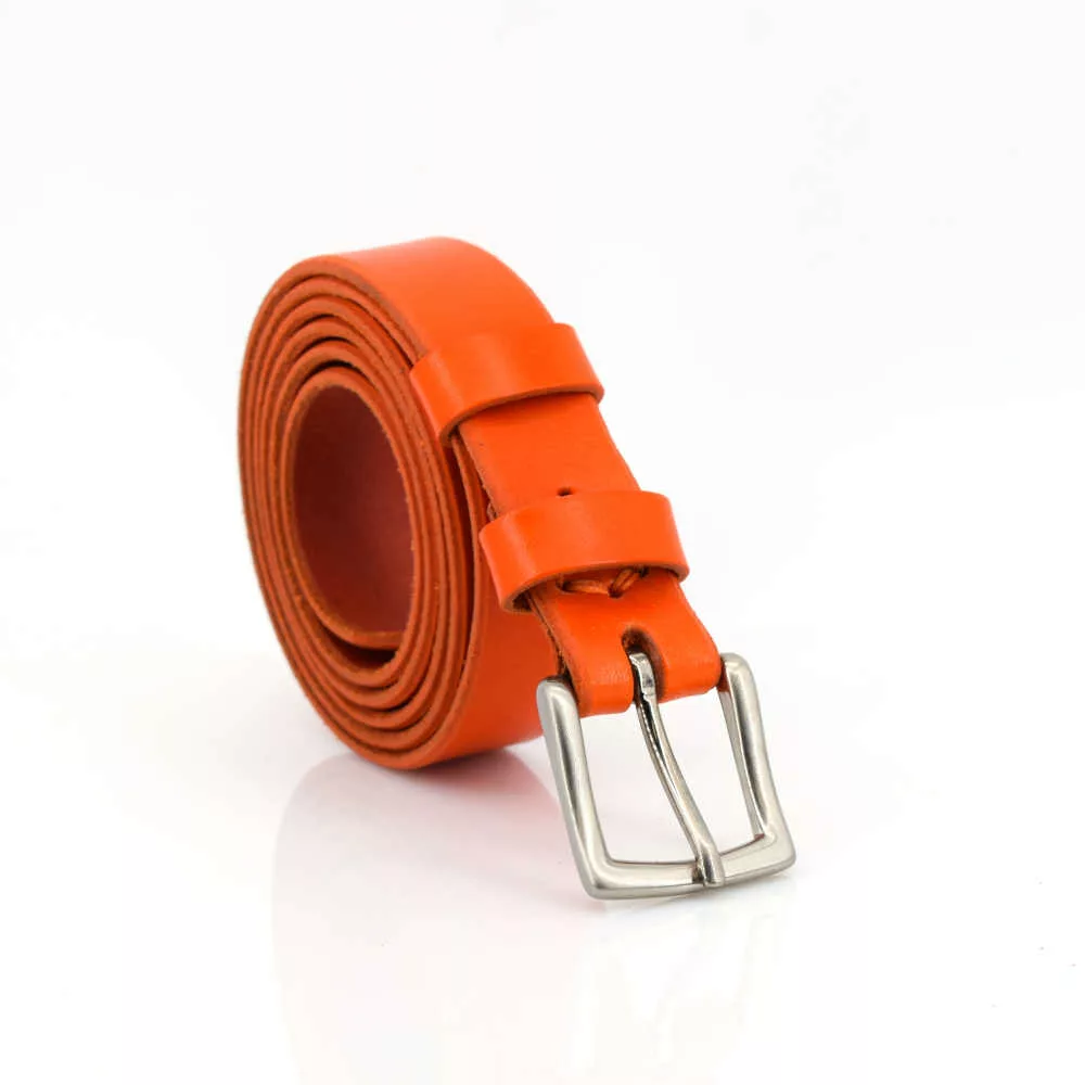 Ceinture fine en cuir orange "Loane" - Larg. 2,5 cm