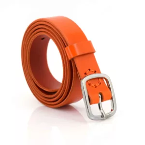 Ceinture fine en cuir orange "Tina" - Larg. 2,5 cm
