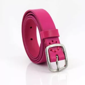 Ceinture fine en cuir rose "Cali" - Larg. 2,5 cm