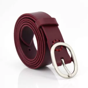 Ceinture fine en cuir rouge Bordeaux "Hilda" - Larg. 3 cm