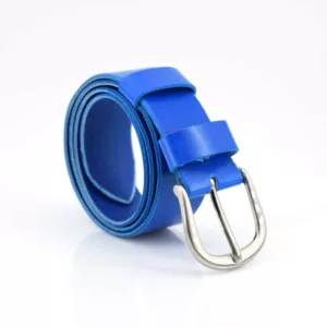 Ceinturon en cuir bleu "Olympe" - Larg. 4 cm