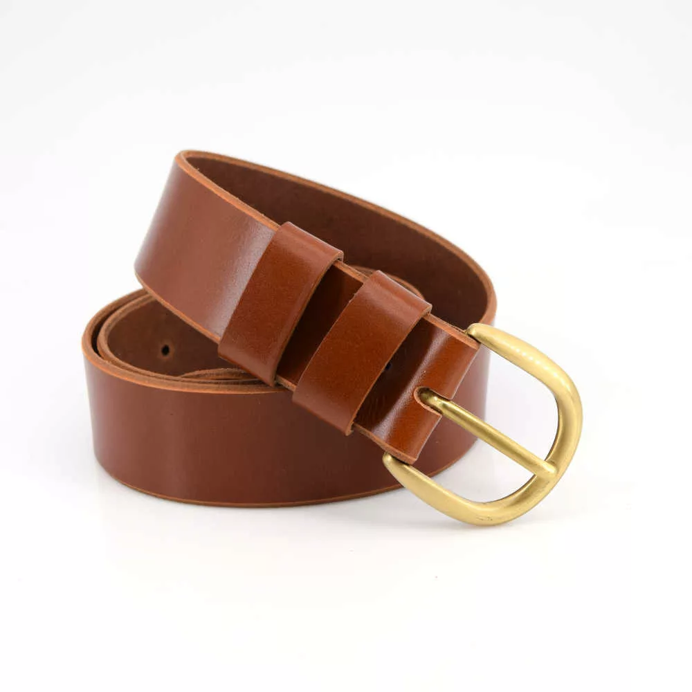 Ceinturon en cuir marron clair "Miel" - Boucle "Anastase"