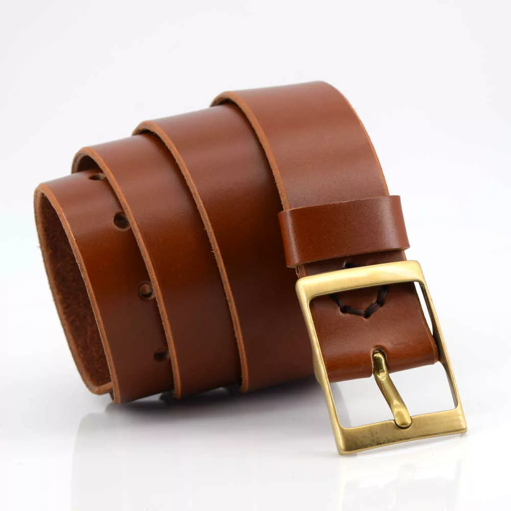 Ceinturon en cuir marron clair « Miel » – Boucle « Jess »
