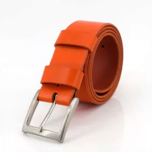Ceinturon en cuir orange "Bianca" - Larg. 4 cm