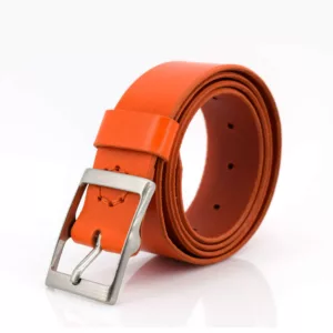 Ceinturon en cuir orange "Dounia" - Larg. 4 cm