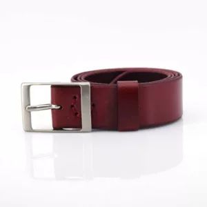 Ceinturon en cuir rouge Bordeaux "Cathy" - Larg. 4 cm