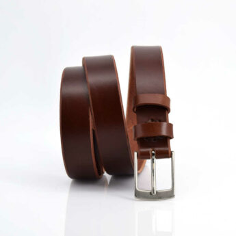 Ceinture fine en cuir marron fauve (tannage végétal) "Nelson"