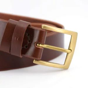 Ceinture en cuir marron fauve "Manuel" - larg. 3,5 cm