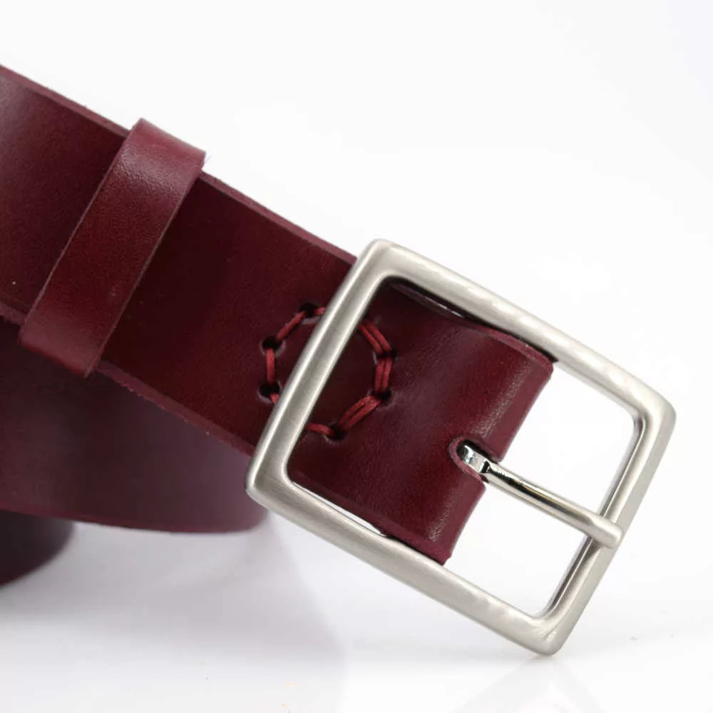 Ceinture en cuir rouge Bordeaux "Loan" - larg. 3,5 cm