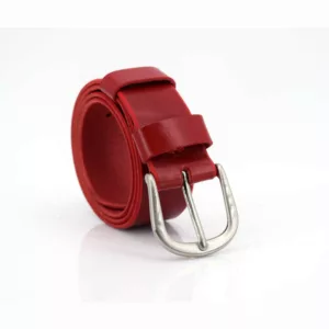Ceinturon rouge en cuir "Martine" - Ceinture large