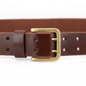 Ceinturon cuir marron fauve "Ludovic" à double ardillon