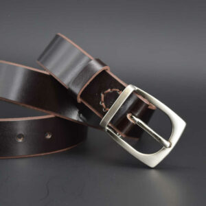 Ceinture en cuir marron foncé "Andrew" - larg. 3,5cm