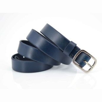 Ceinture fine, pour femme, en cuir bleu marine "Billy" - 2,5 cm