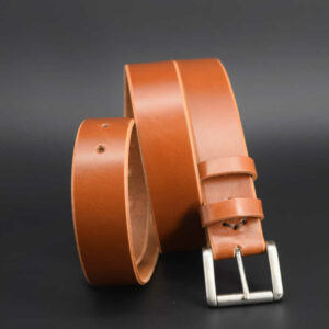 Ceinture en cuir marron clair à "Rouleau" 3,5 cm - couleur Miel