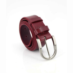 Ceinture femme en cuir rouge foncé "Bordeaux" - boucle larg. 3,5 cm "Aurore"