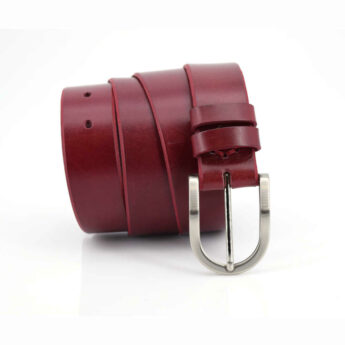 Ceinture femme en cuir rouge foncé "Bordeaux" - boucle larg. 3,5 cm "Aurore"