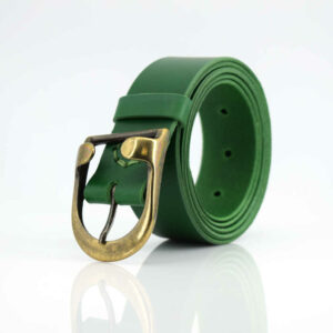 Ceinture en cuir vert sapin avec boucle "Oreille" - larg. 3,5 cm