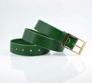 Ceinture en cuir vert sapin avec boucle "Anaël" - larg. 3,5 cm