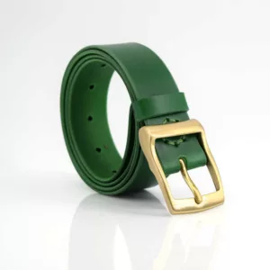 Ceinture en cuir vert sapin avec boucle "Inaya" - larg. 3,5 cm