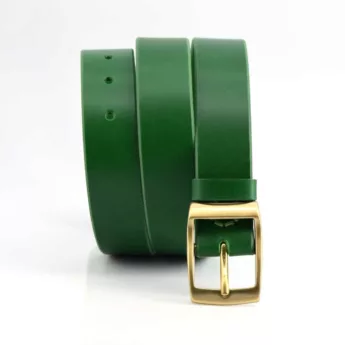 Ceinture en cuir vert sapin avec boucle "Inaya" - larg. 3,5 cm