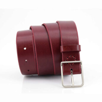 Ceinture fine en cuir rouge Bordeaux "Catherine" - Larg. 3 cm