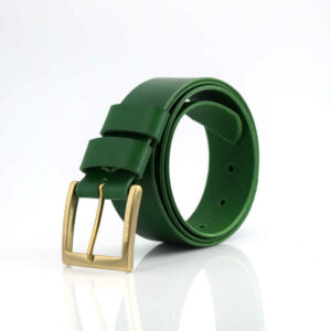Ceinture large verte en cuir pleine fleur "Charly" - cuir vert sapin